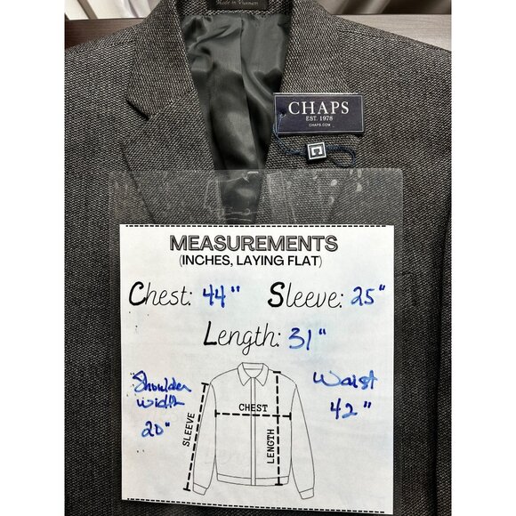 Chaps Blazer Mens 42R Gray 100% Wool Two-Button Classic Fit Sport Coat Classic - Picture 6 of 9